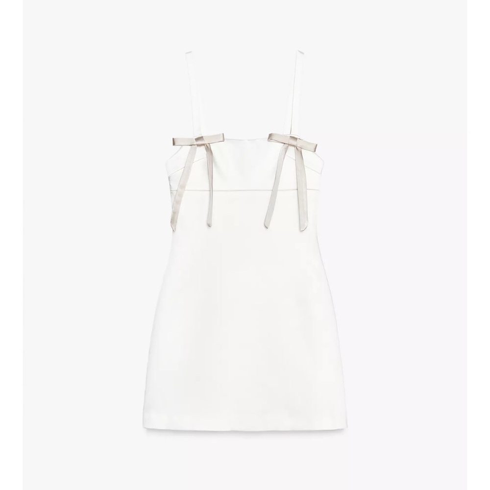 Zara Satin Bow Short Dress - Picture 6 of 8
